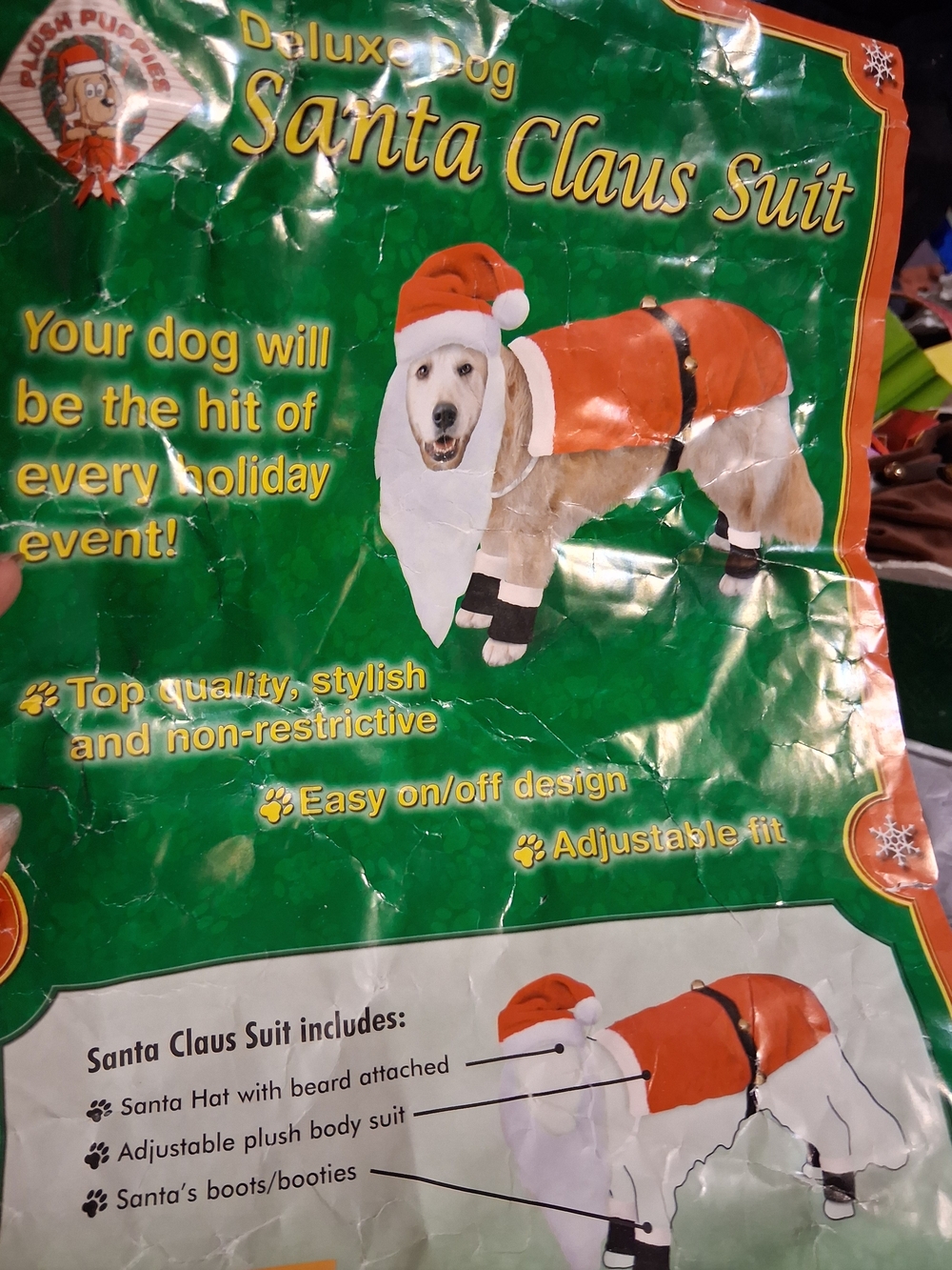 New Deluxe Dog Large Santa Claus Suit 7 Pieces
